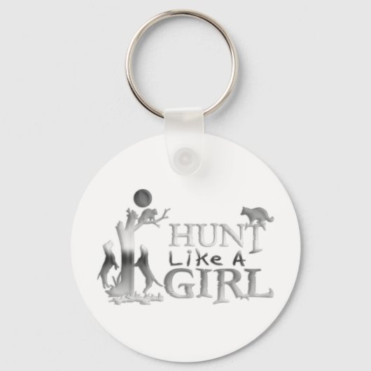 狩りのような女の子あらいぐま狩り キーホルダー (正面)