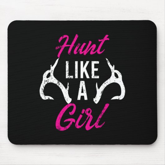 狩りのように女の子のおもしろいアントラーハンターギフトディアーE マウスパッド (正面)