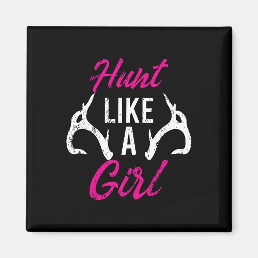 狩りのように女の子のおもしろいアントラーハンターギフトディアーE マグネット (正面)