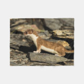 狩りのイタチ フリースブランケット (正面(横))