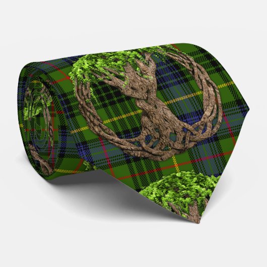 狩りのステュワートのタータンチェックそしてケルト族の生命の樹 ネクタイ (ロール)