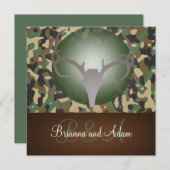 狩りのテーマの(雄ジカの)枝角および迷彩柄の結婚式招待状 招待状 (正面/裏面)