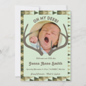 狩りの誕生の迷彩柄の発表の女の子か男の子 案内状 (正面)