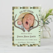 狩りの誕生の迷彩柄の発表の女の子か男の子 案内状 (スタンド正面)