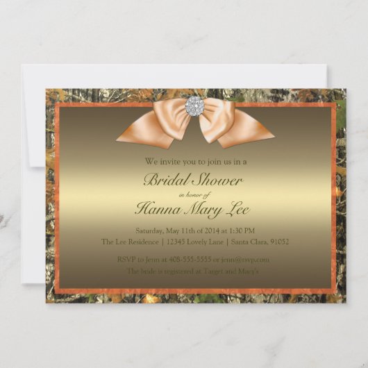 狩りの迷彩柄のブライダルシャワーの招待状 招待状 (正面)