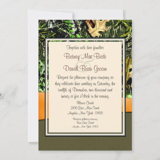 狩りの迷彩柄の結婚式招待状 招待状 (裏面)