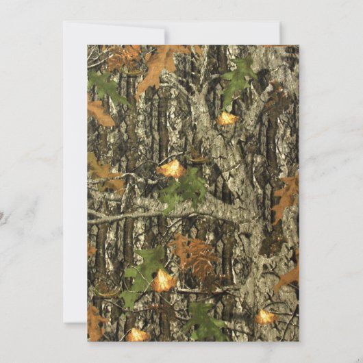 狩りの迷彩柄は結婚式招待状を残します 招待状 (裏面)