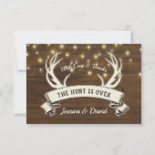 狩りはウッドア素朴ントラーの写結婚真を越えて サンキューカード (正面)