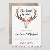 狩りはオーバー〔雄ジカの〕枝角&スカルカントリーウェディング 招待状 (正面/裏面)