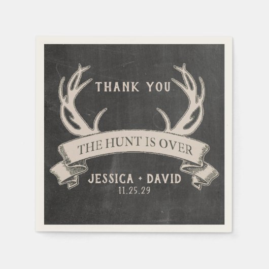 狩りはチョーク素朴ボードのナ結婚プキンス スタンダードカクテルナプキン (正面)