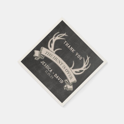 狩りはチョーク素朴ボードのナ結婚プキンス スタンダードカクテルナプキン (角)