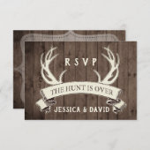 狩りはバーンウッド素朴ウェディングRSVP上 出欠カード (正面/裏面)