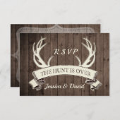 狩りはバーンウッド素朴ウェディングRSVP上 出欠カード (正面/裏面)