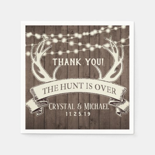 狩りはバーンウッド素朴夕べ結婚の スタンダードカクテルナプキン (正面)
