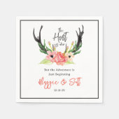 狩りはボホ素朴アントラーフローラ結婚の スタンダードカクテルナプキン (正面)