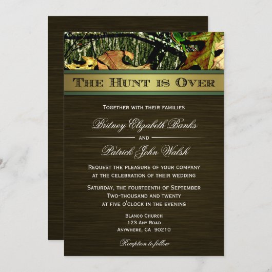 狩りは狩りの迷彩柄の結婚式招待状にあります 招待状 (正面/裏面)