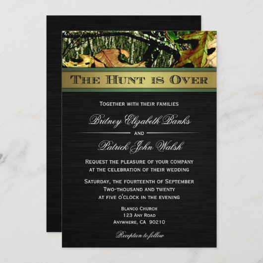 狩りは狩りの迷彩柄の結婚式招待状にあります 招待状 (正面/裏面)