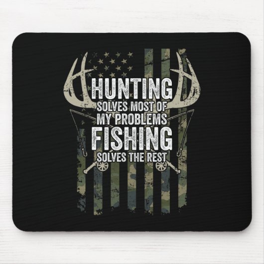 狩りは私の問題の大部分を解決魚釣りThe Res マウスパッド (正面)