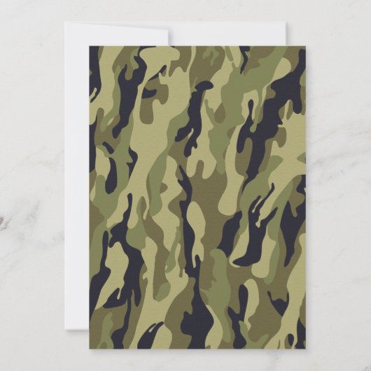 「狩りは終わった」ア素朴ントラー迷彩柄結婚 招待状 (裏面)