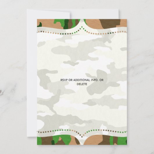 「狩りは終わった」素朴カモフラージ結婚ズ 招待状 (裏面)