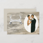 「狩りは終わった」迷彩柄の写真結婚ありがとう サンキューカード (正面/裏面)