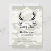 「狩りは終わり」カントリー風カモ柄 カップルシャワー 招待状 (正面)