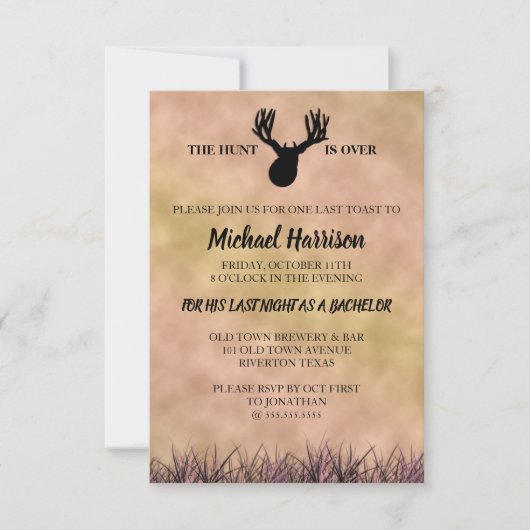 狩りは終わり！独身最後の夜 招待状 (正面)
