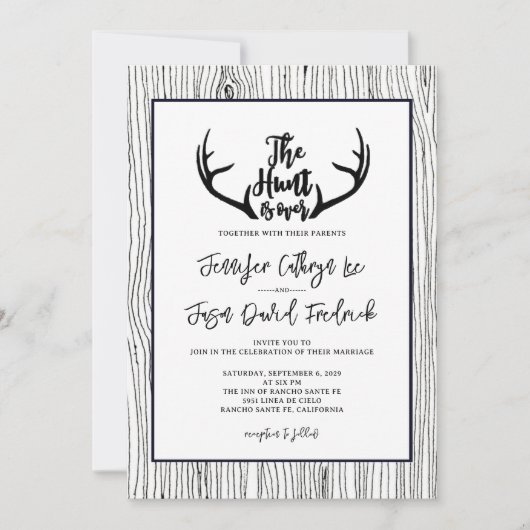 「狩りは終素朴わった」ウッドア結婚ントラー 招待状 (正面)