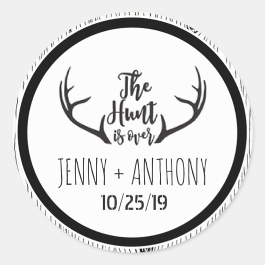 "狩りは終素朴了" Barnwood日付印を保存 ラウンドシール (正面)