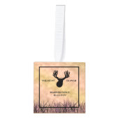 狩りは結婚贈り物カスタム写真 キューブオーナメント (正面)