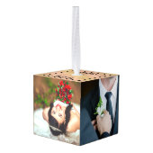 狩りは結婚贈り物カスタム写真 キューブオーナメント (裏面アングル)