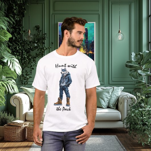 狩りは群れで 狼戦士Tシャツ Tシャツ