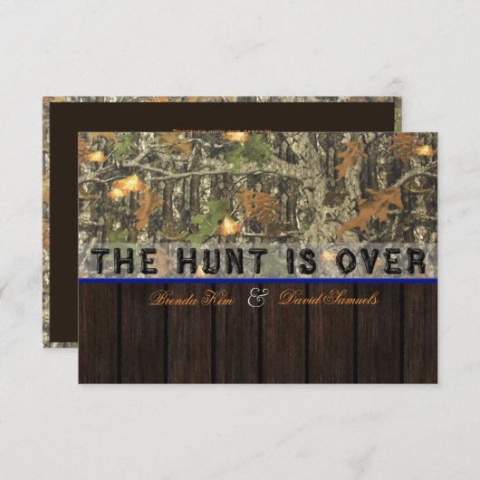 狩りは迷彩柄木結婚式招待状にあります 招待状 (正面/裏面)