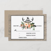 狩りはBoho素朴フローラ結婚式RSVP上 出欠カード (正面/裏面)