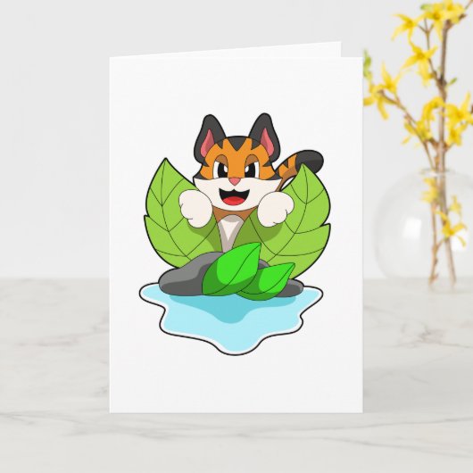 狩りをする虎 カード (黄色い花)