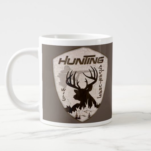 狩りアドベンチャースクエアステッカーkeychain outdoor ジャンボコーヒーマグカップ (左)
