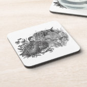 狩りウズラと狩り犬 コースター (左側)