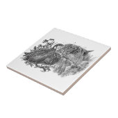 狩りウズラと狩り犬 タイル (側面)