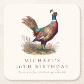 狩りエレガントフェアサント大人50歳の誕生日パーティー スクエアペーパーコースター (正面)