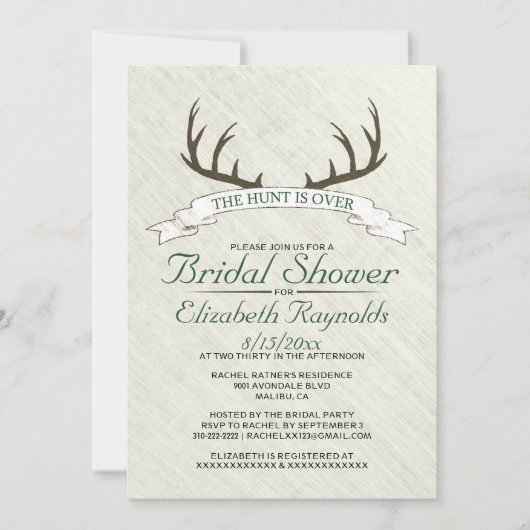狩りオーバーブライダルシャワー招待状 招待状 (正面)