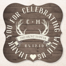 狩りオーバー結婚式の引き出物 パーソナライズされた スクエアペーパーコースター