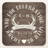 狩りオーバー結婚式の引き出物 パーソナライズされた スクエアペーパーコースター (正面)