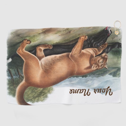 狩りカスタムクーガーキャンピングデコギフト ゴルフタオル (横)