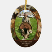 狩りカモフラージワンパーソナライズされた写真 セラミックオーナメント (正面)