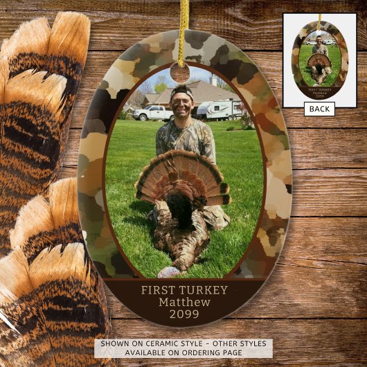 狩りカモフラージワンパーソナライズされた写真 セラミックオーナメント
