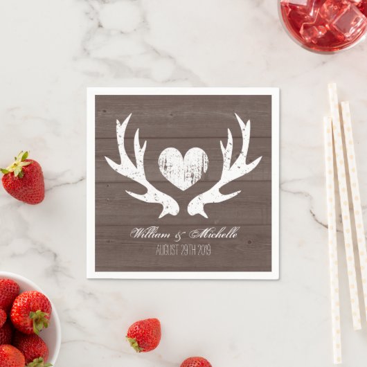 狩りカントリーのシックな鹿結婚の角のナプキン スタンダードカクテルナプキン (インサイチュ)