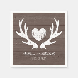 狩りカントリーのシックな鹿結婚の角のナプキン スタンダードカクテルナプキン