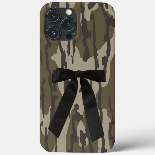 狩りガール迷彩柄ブラックボーリボン Case-Mate iPhoneケース (裏面)