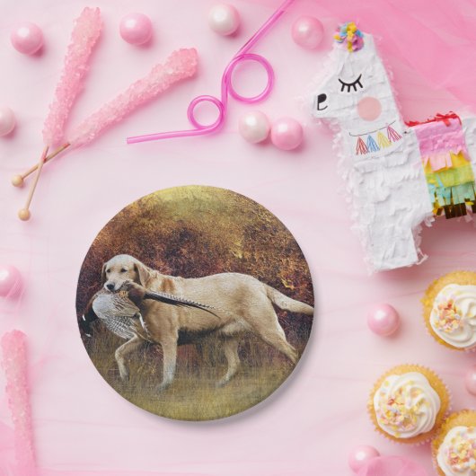 狩りキジ、秋のタペストリーメタルプリントコフ ペーパープレート (パーティー)