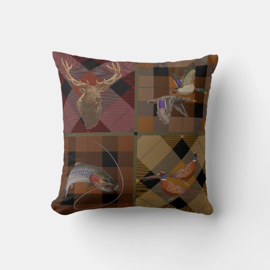 狩りクラブプレイドとワイルドライフゲーム クッション (正面)